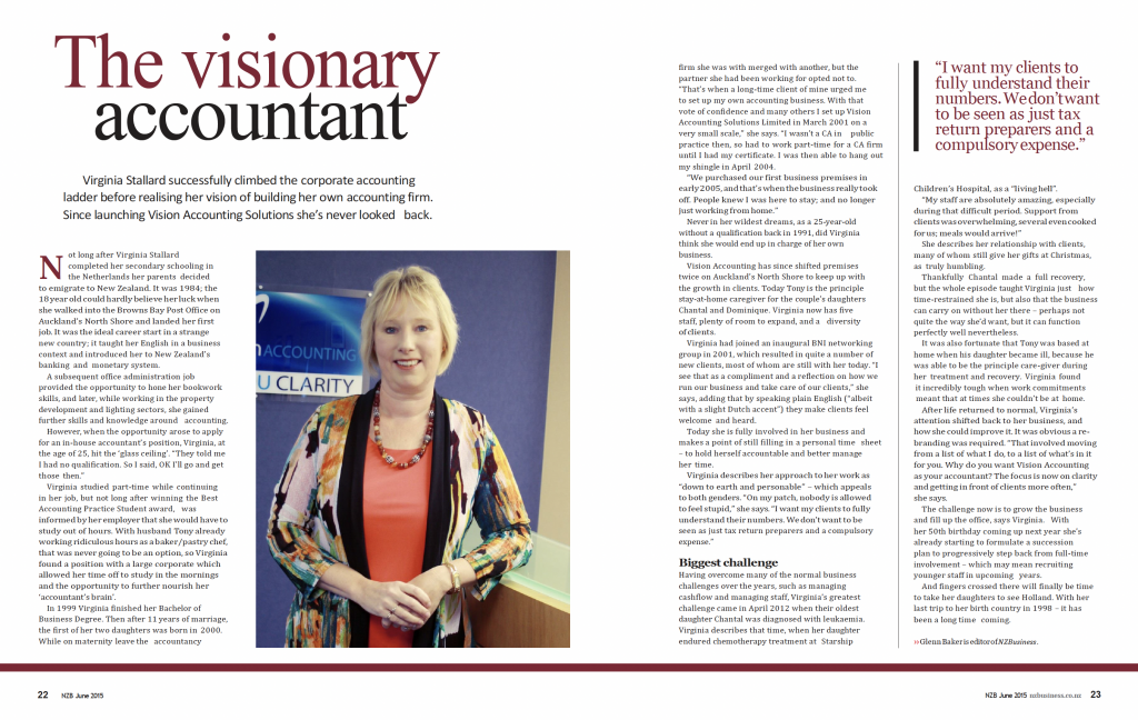 Virginia Stallard NZ Business Article